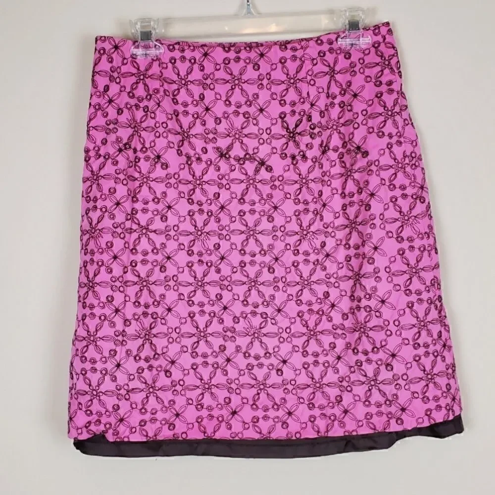 Lilly Pulitzer Pink Embroidered A-line Skirt Size 6